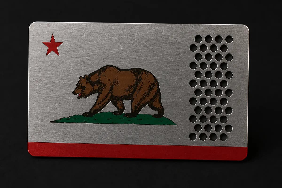 California bear metal card artwork